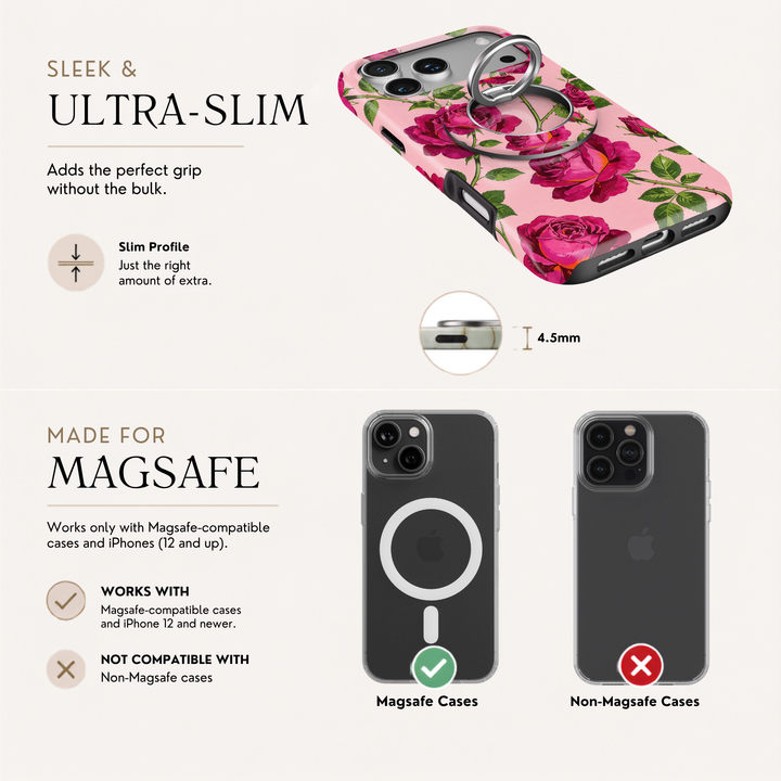 Fuchsia Rose Garden MagSafe Ring Holder