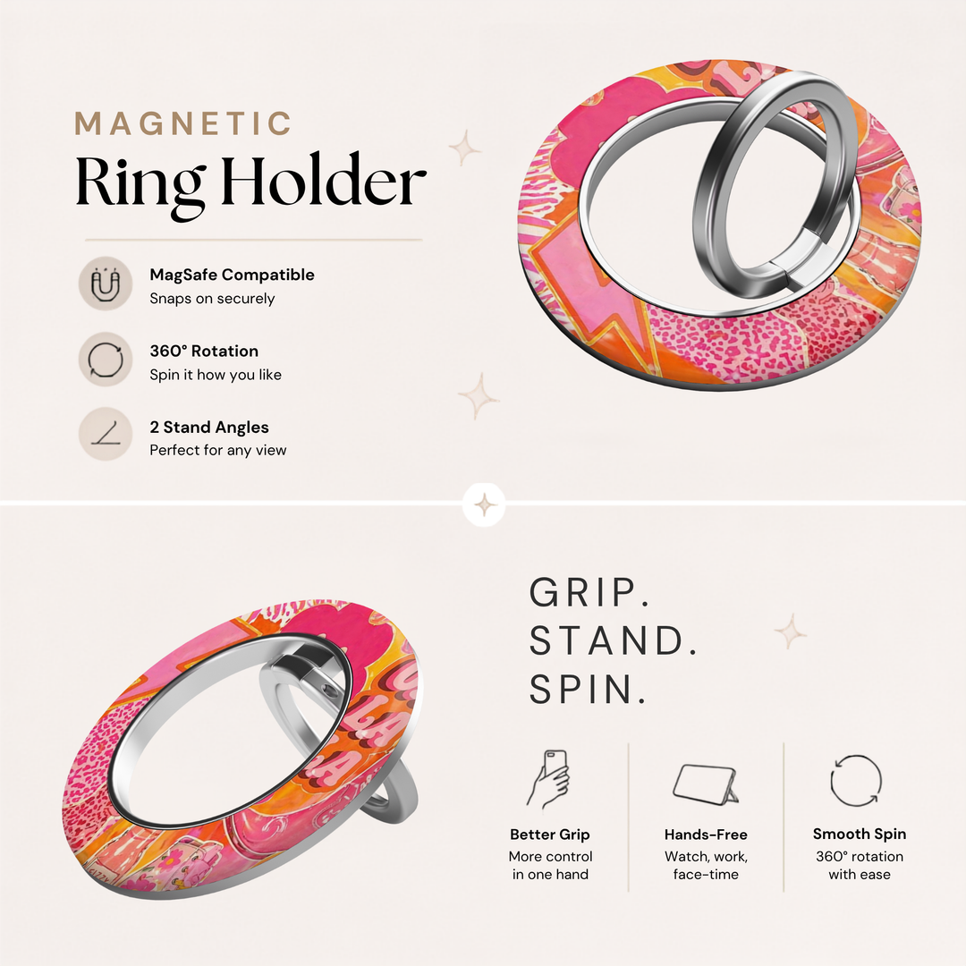 Retro Pink Pop MagSafe Ring Holder