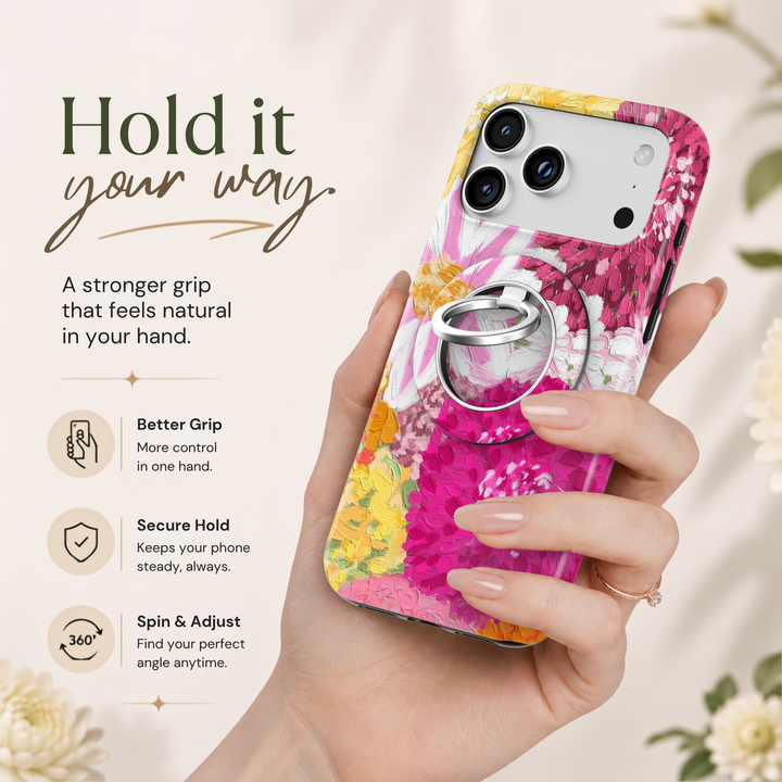 Pink Painted Blooms MagSafe Ring Holder