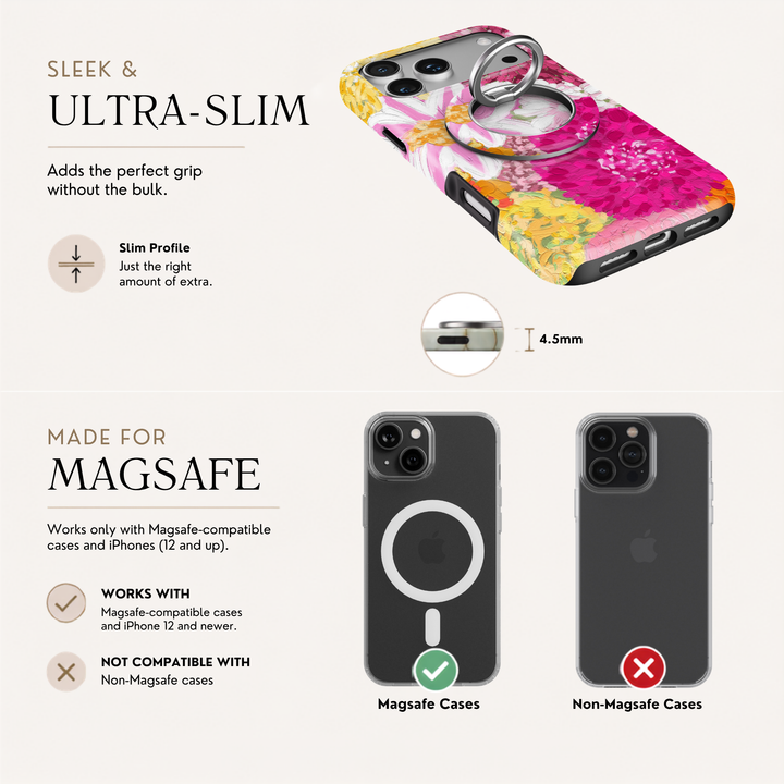 Pink Painted Blooms MagSafe Ring Holder