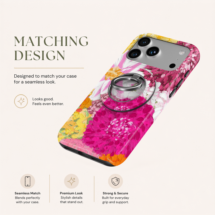 Pink Painted Blooms MagSafe Ring Holder