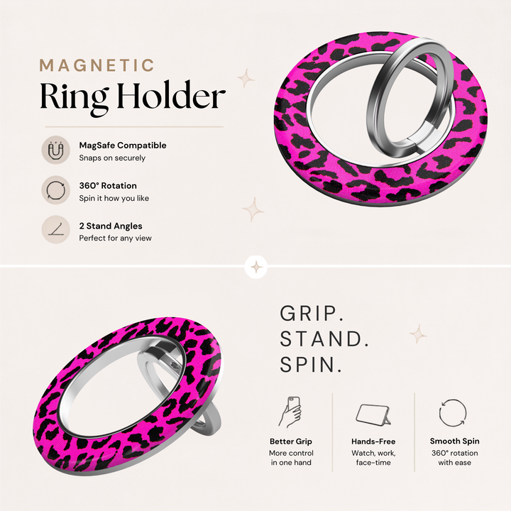 Hot Pink Leopard MagSafe Ring Holder