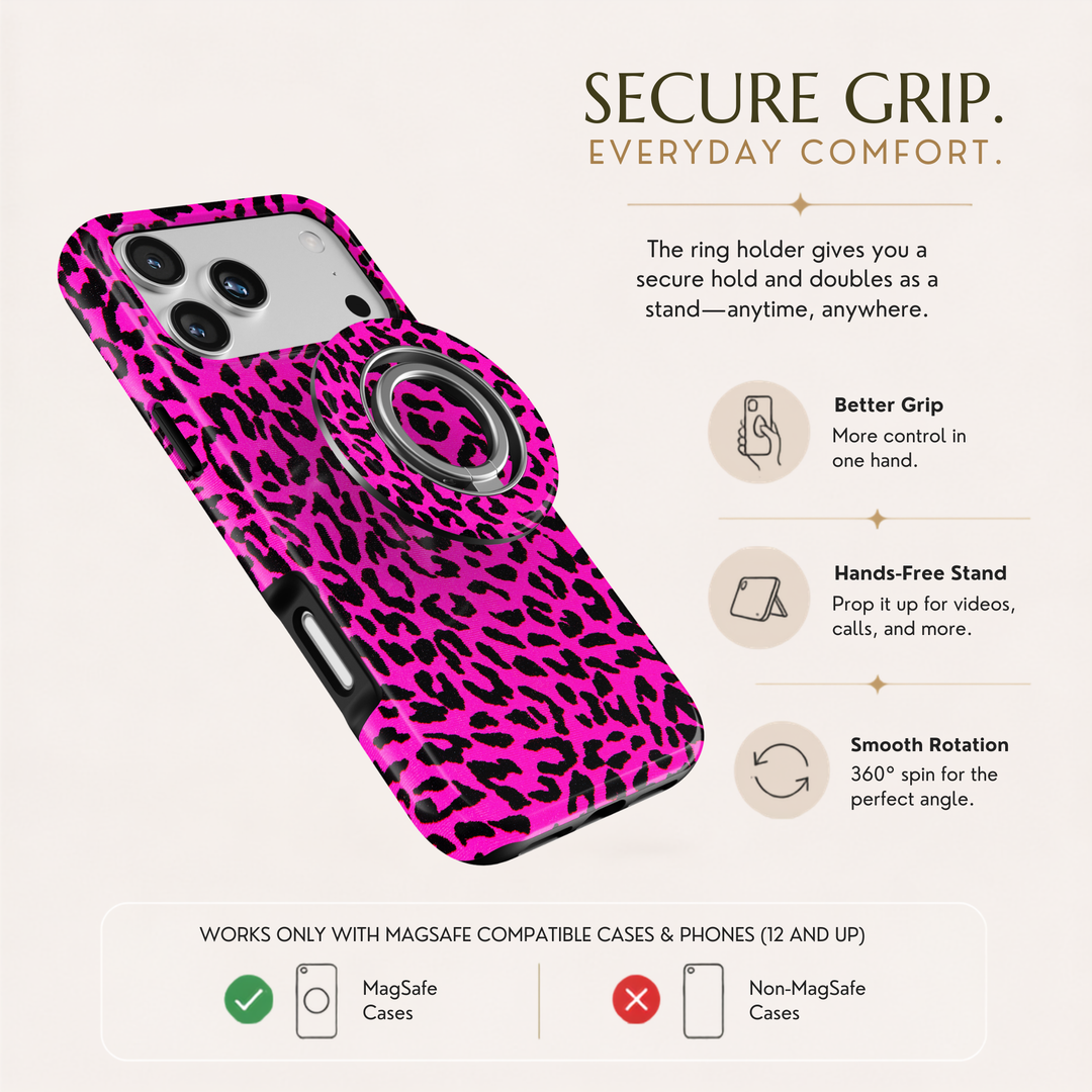 Hot Pink Leopard MagSafe Ring Holder