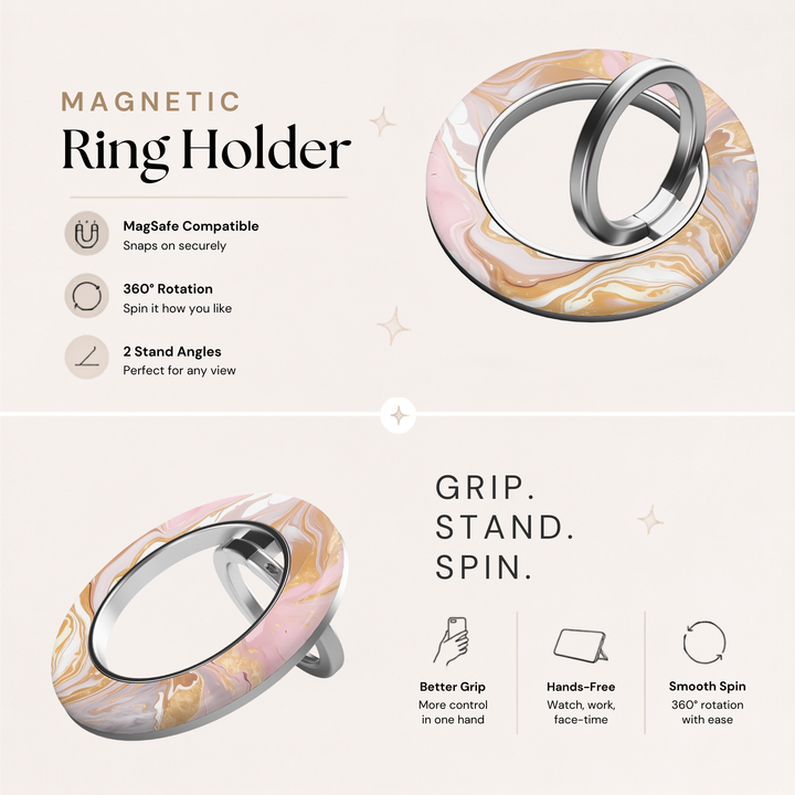 Blush Champagne Marble MagSafe Ring Holder