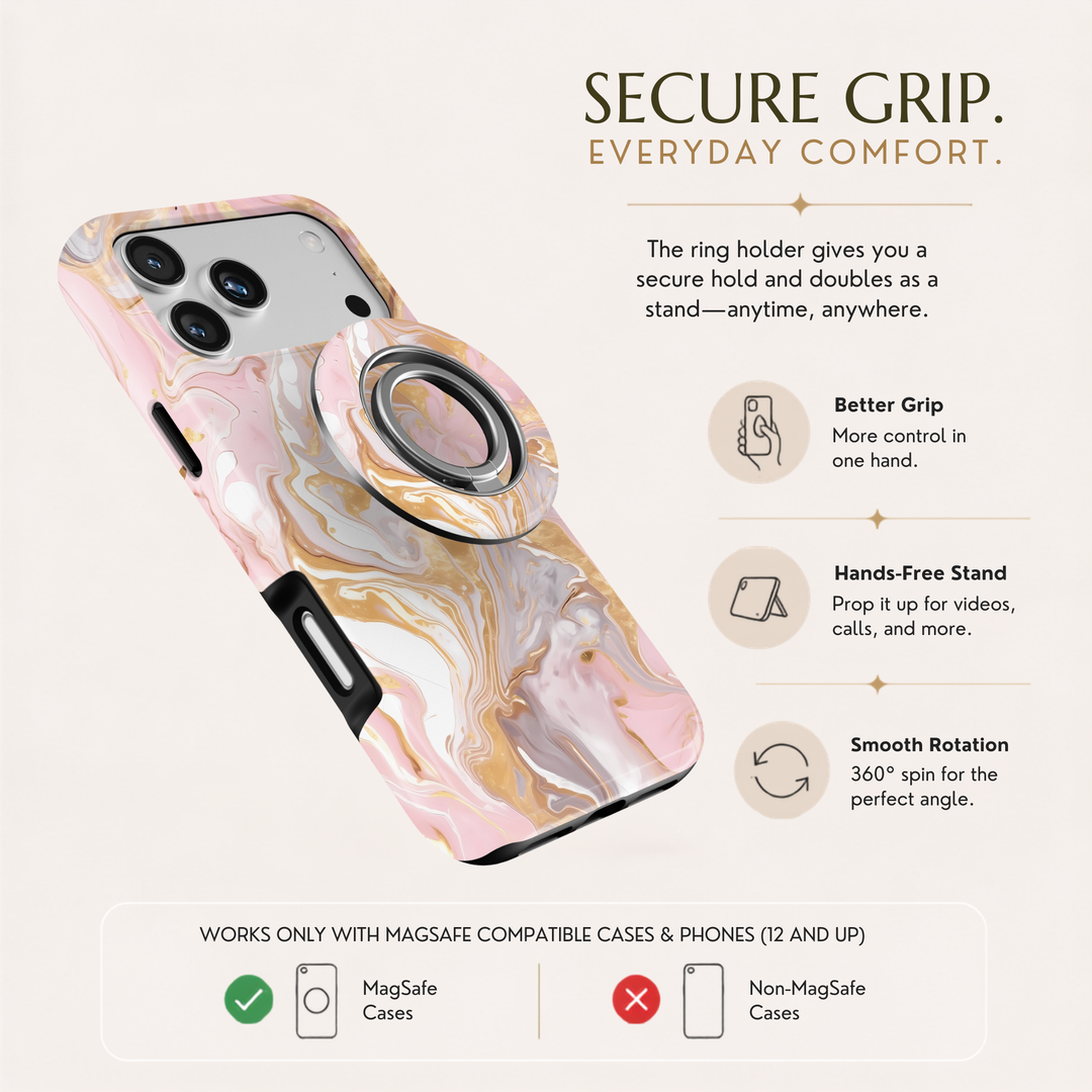 Blush Champagne Marble MagSafe Ring Holder