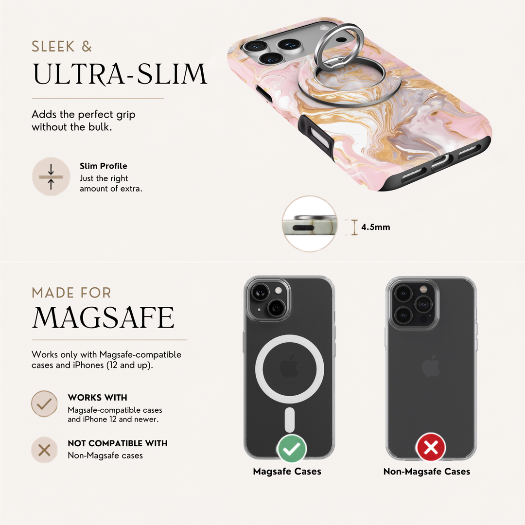 Blush Champagne Marble MagSafe Ring Holder