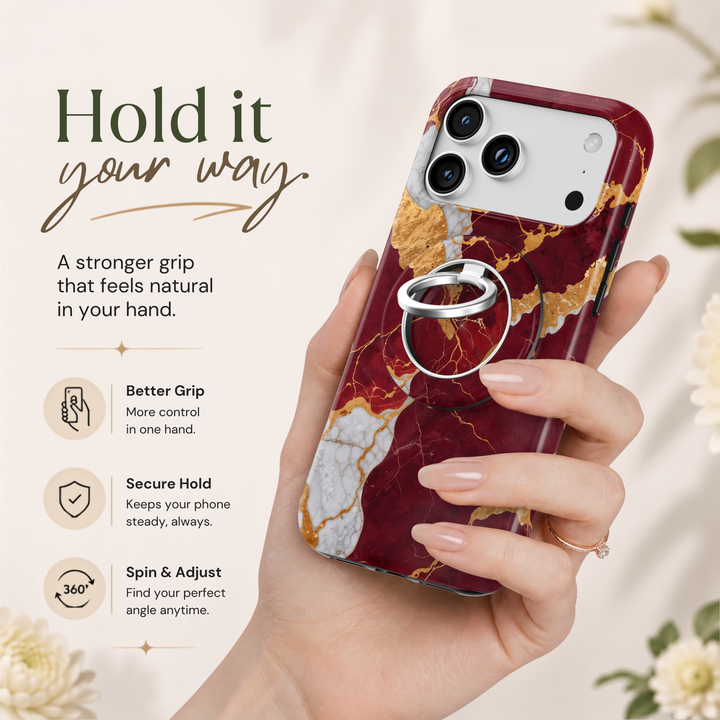 Burgundy Gold Marble MagSafe Ring Holder