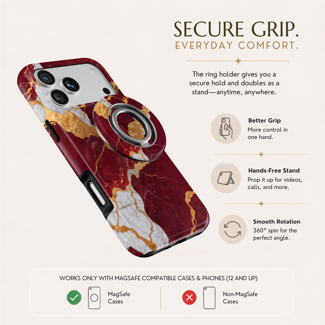 Burgundy Gold Marble MagSafe Ring Holder