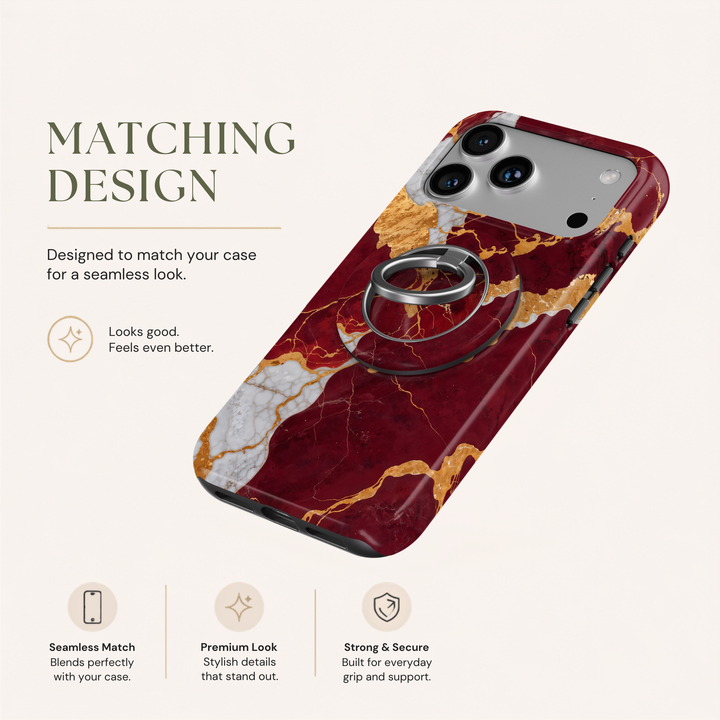 Burgundy Gold Marble MagSafe Ring Holder