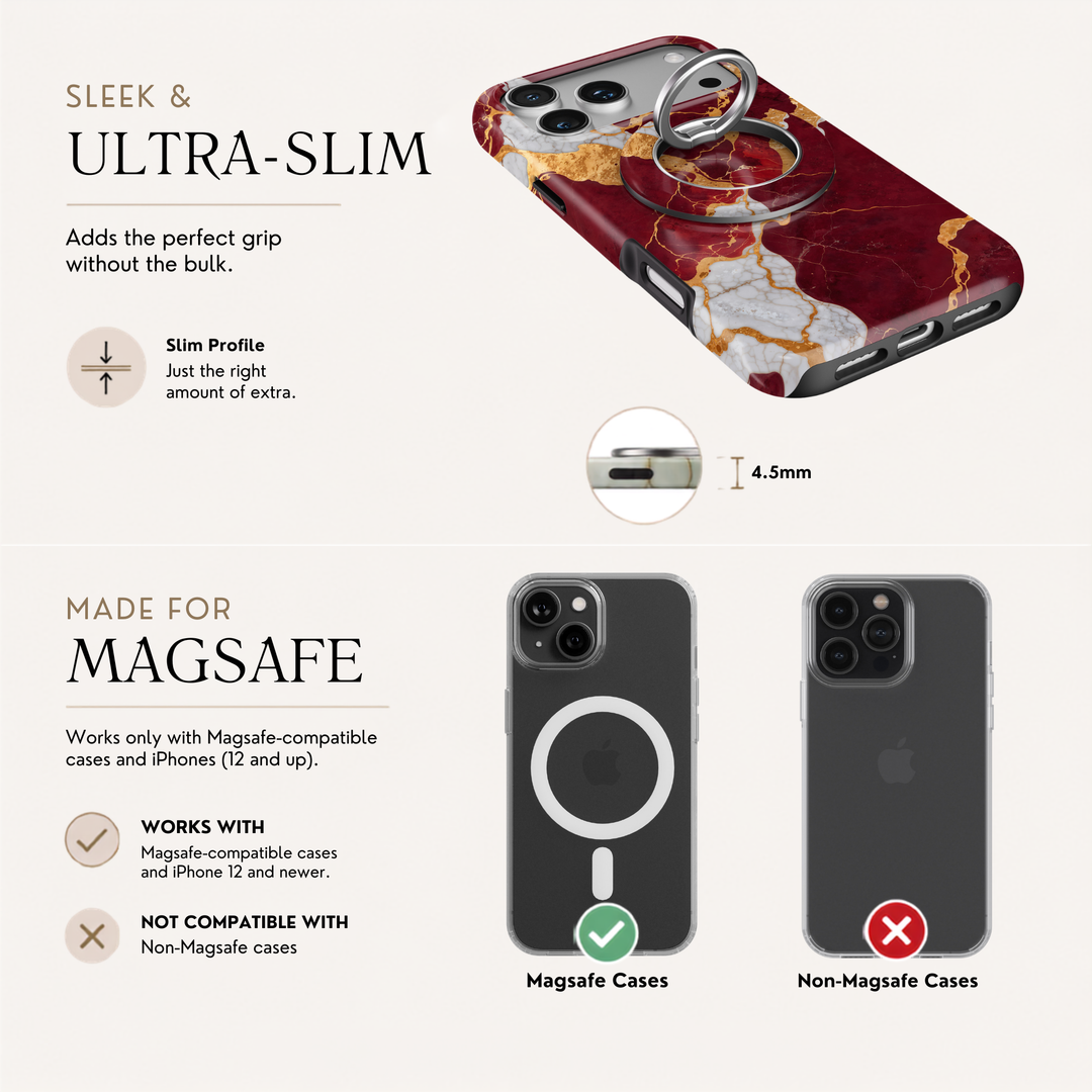 Burgundy Gold Marble MagSafe Ring Holder