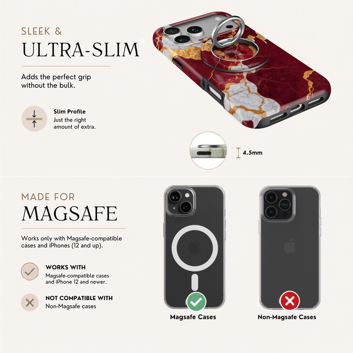 Burgundy Gold Marble MagSafe Ring Holder