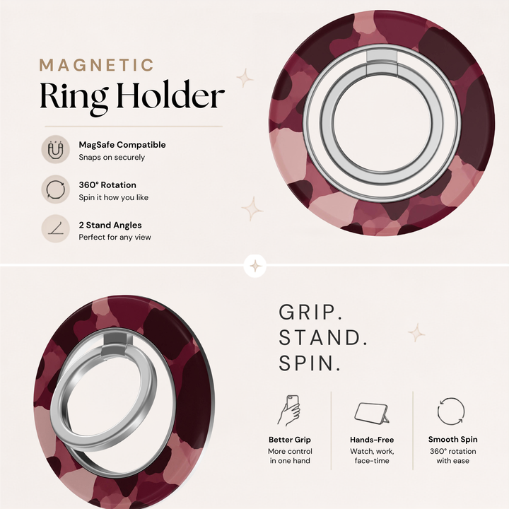 Burgundy Leopard — MagSafe Ring Holder