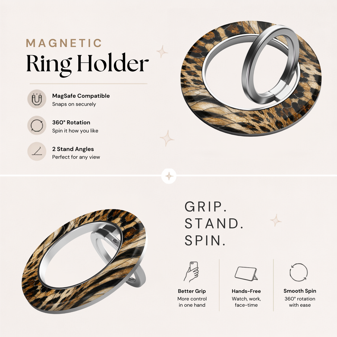 Golden Leopard Glass MagSafe Ring Holder
