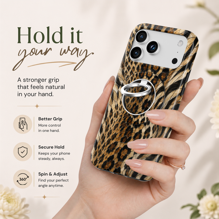 Golden Leopard Glass MagSafe Ring Holder