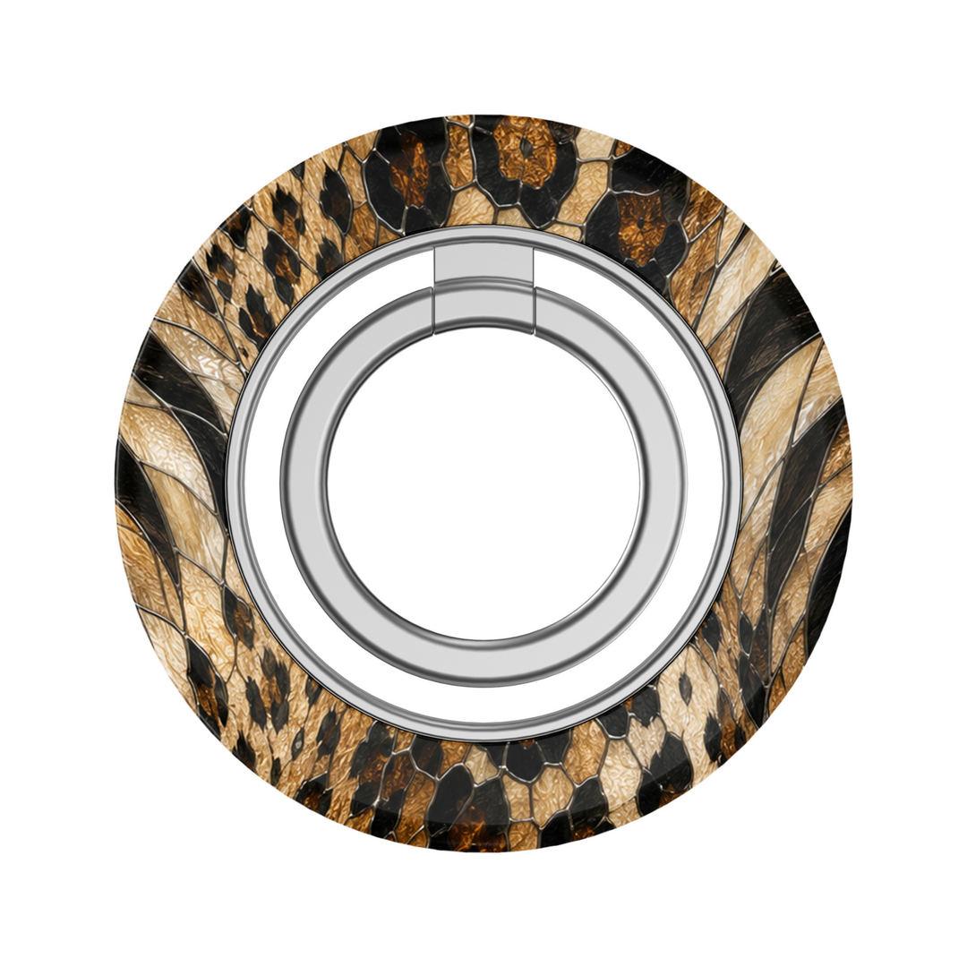Golden Leopard Glass MagSafe Ring Holder