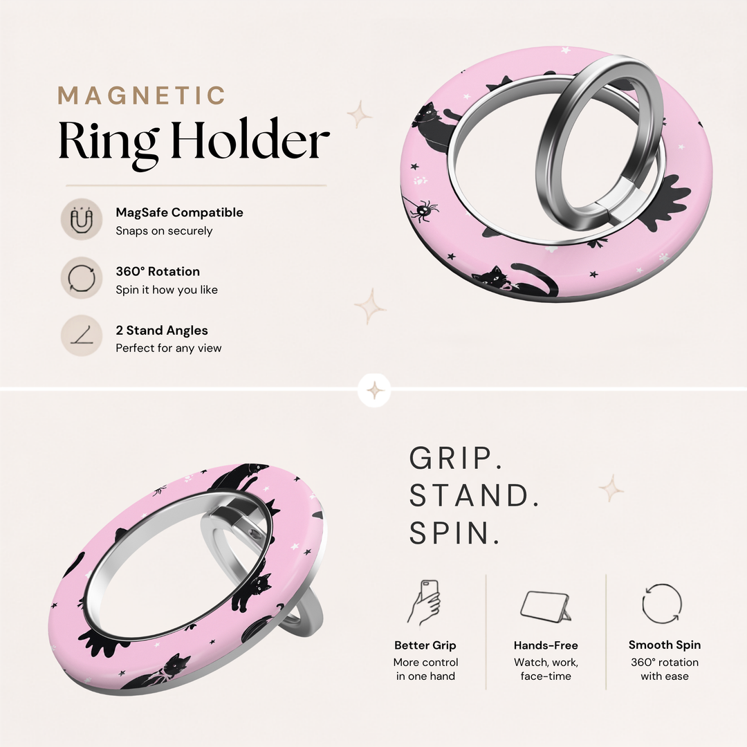 Pink Mystic Cat MagSafe Ring Holder