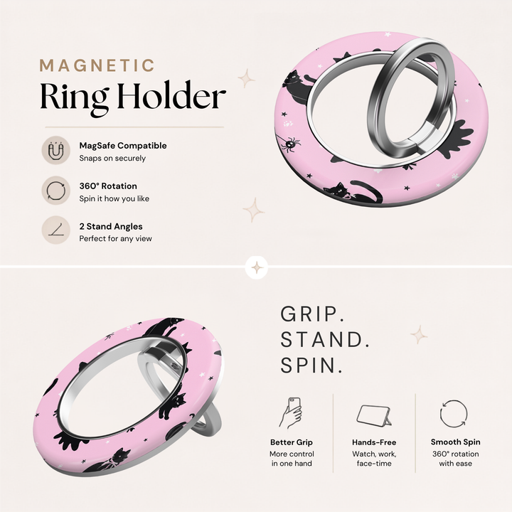 Pink Mystic Cat MagSafe Ring Holder