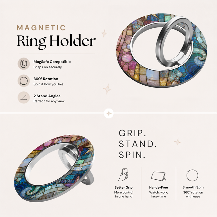 Coastal Opal Mosaic MagSafe Ring Holder
