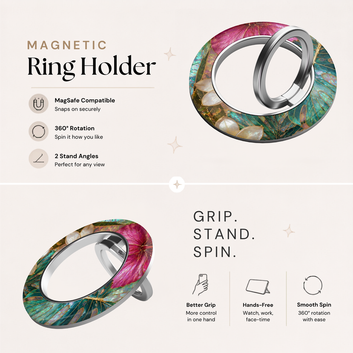 Emerald Fuchsia Bloom MagSafe Ring Holder