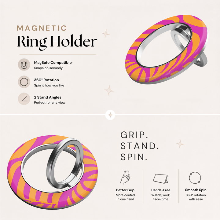 Tangerine Pop Wave MagSafe Ring Holder
