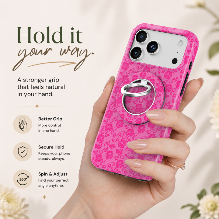 Hot Pink Rose Lace MagSafe Ring Holder