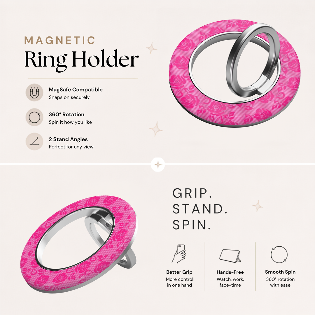 Hot Pink Rose Lace MagSafe Ring Holder