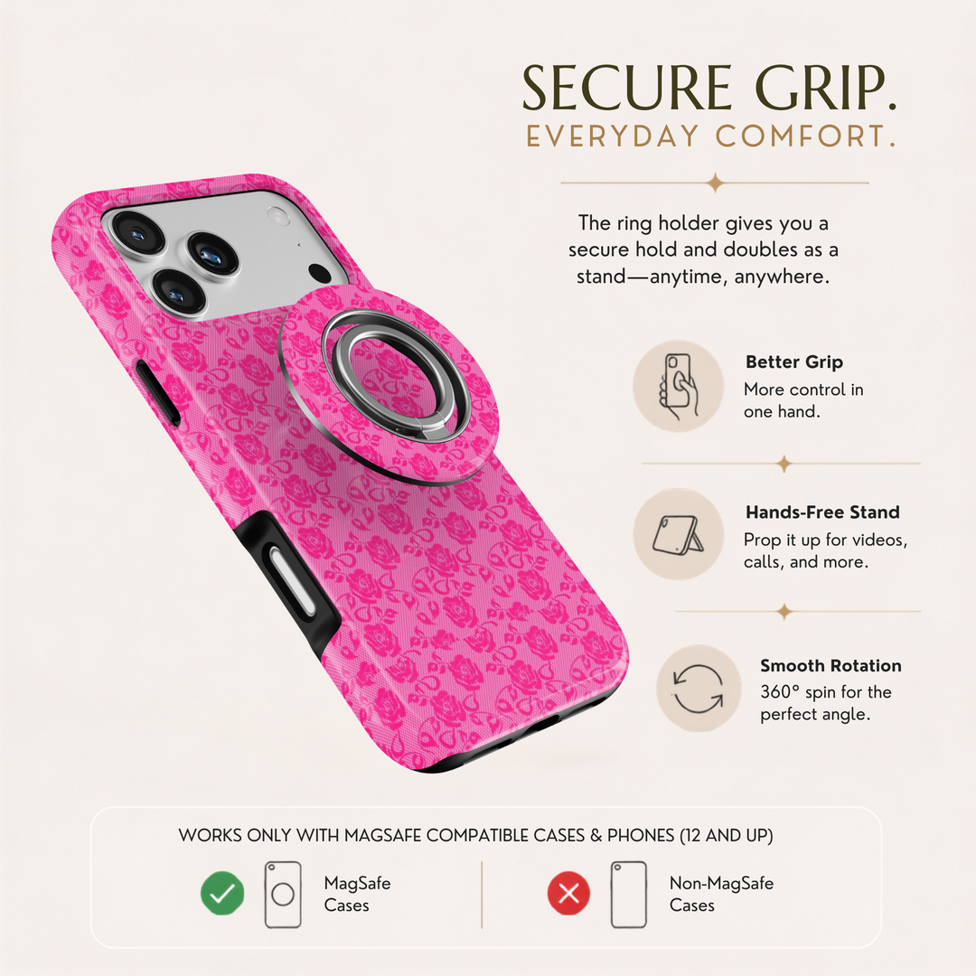 Hot Pink Rose Lace MagSafe Ring Holder