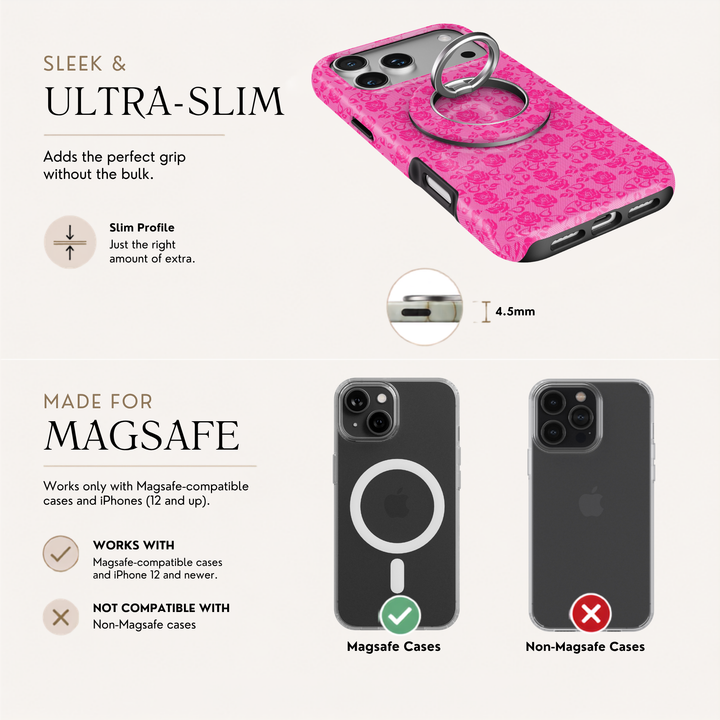 Hot Pink Rose Lace MagSafe Ring Holder
