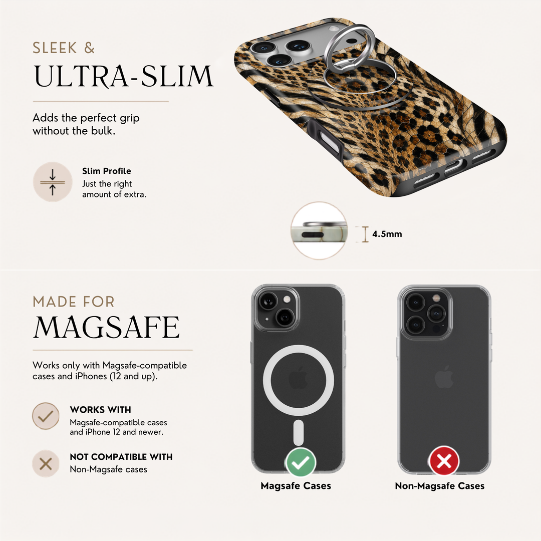 Golden Leopard Glass MagSafe Ring Holder