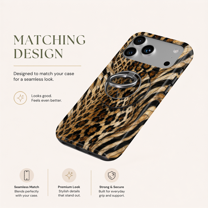 Golden Leopard Glass MagSafe Ring Holder