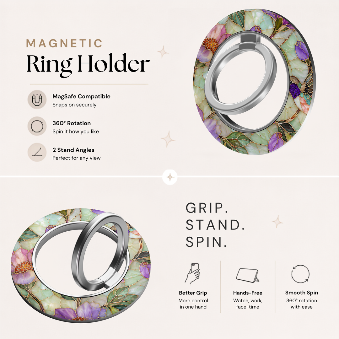 Mint Blossom Mosaic MagSafe Ring Holder