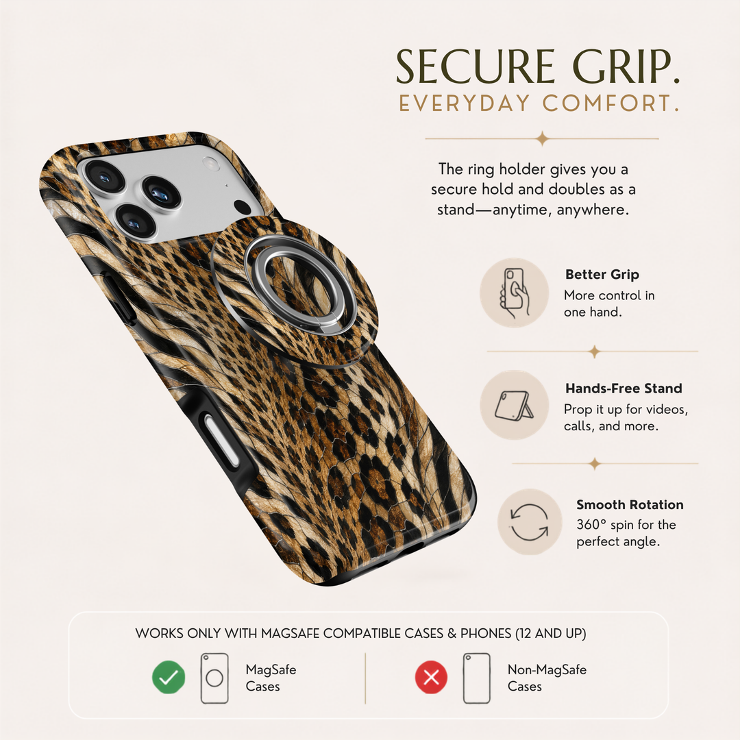 Golden Leopard Glass MagSafe Ring Holder