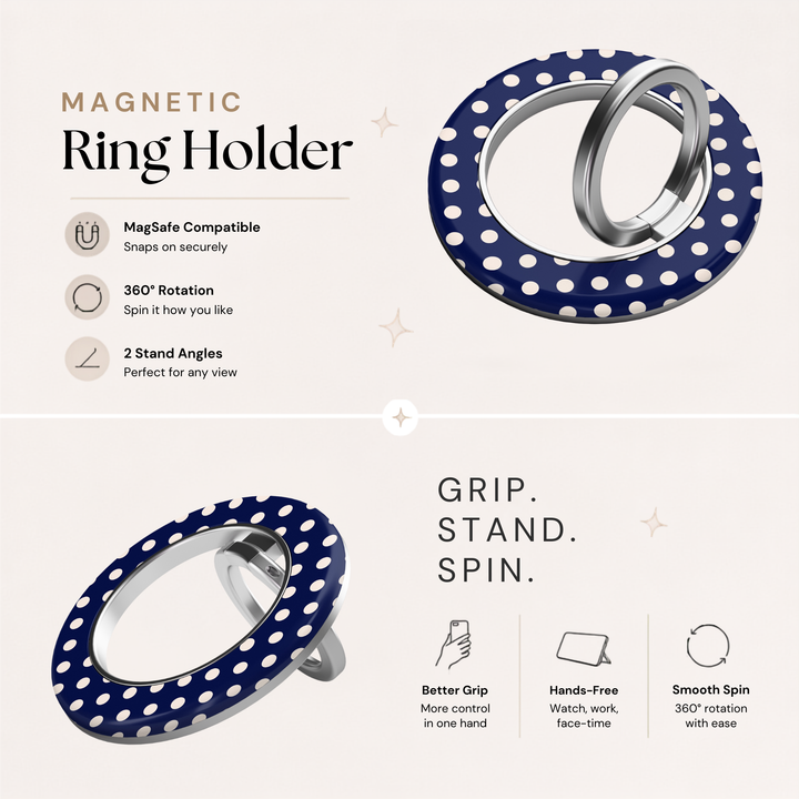 Navy Polka Dot MagSafe Ring Holder