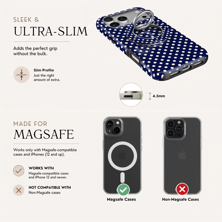 Navy Polka Dot MagSafe Ring Holder