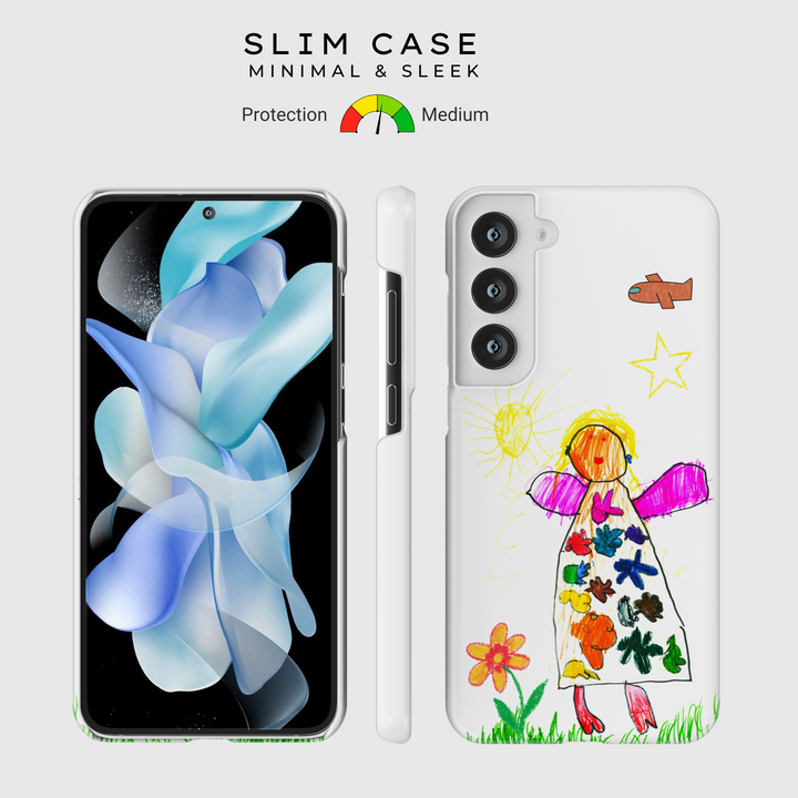 Custom phone case featuring your child's artwork. Preserve their creativity by turning their drawings into a high-quality, durable phone case. A unique and personal keepsake gift for parents and loved ones.