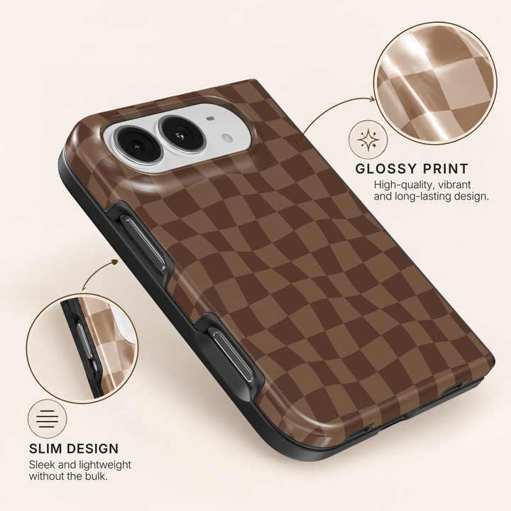 Mocha Wave Check – iPhone Duo Case