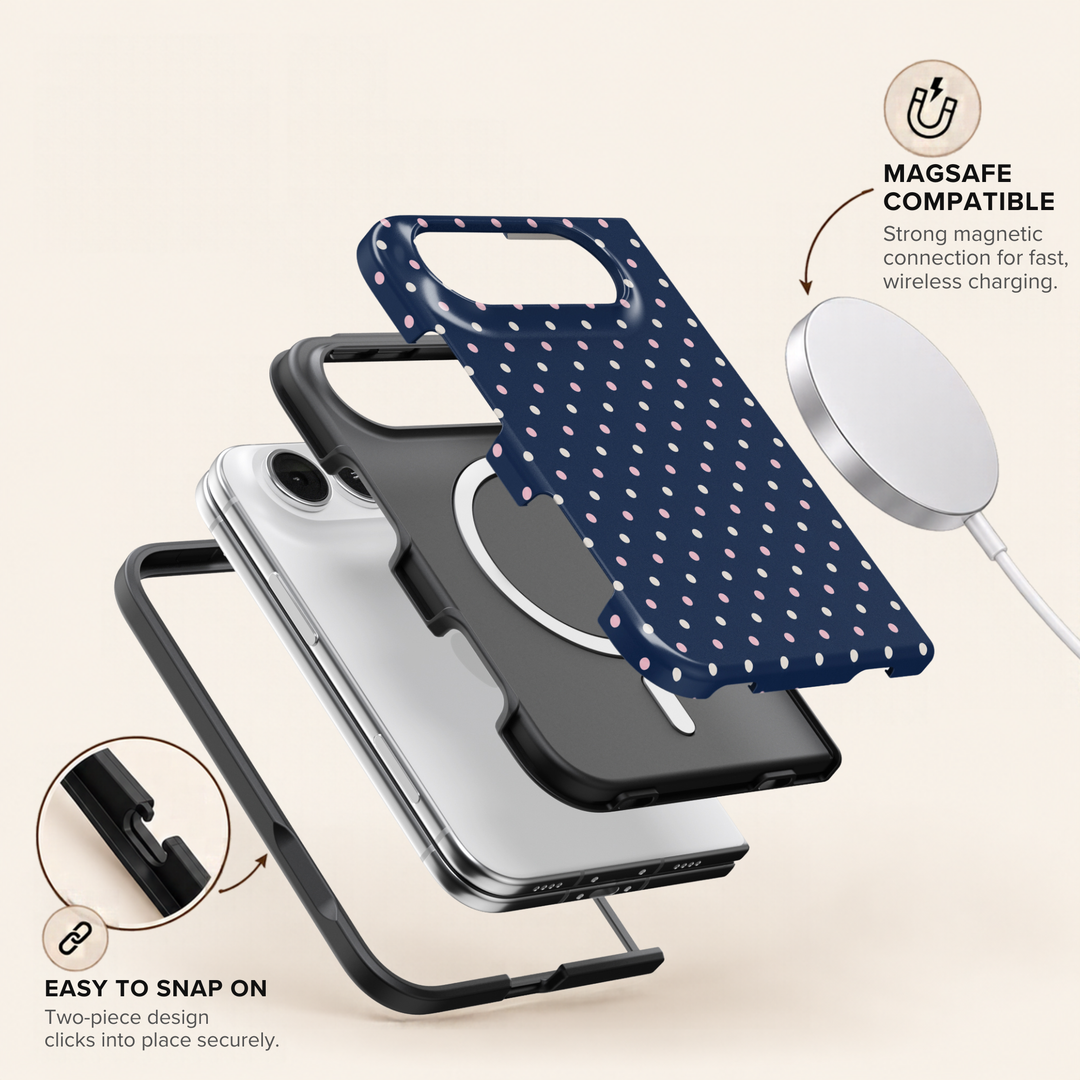 Navy Polka – iPhone Duo Case