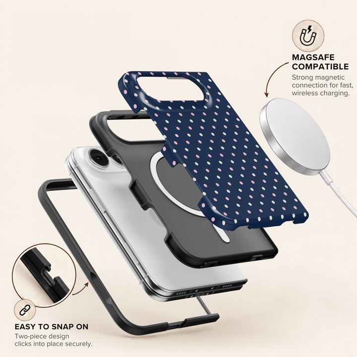 Navy Polka – iPhone Duo Case