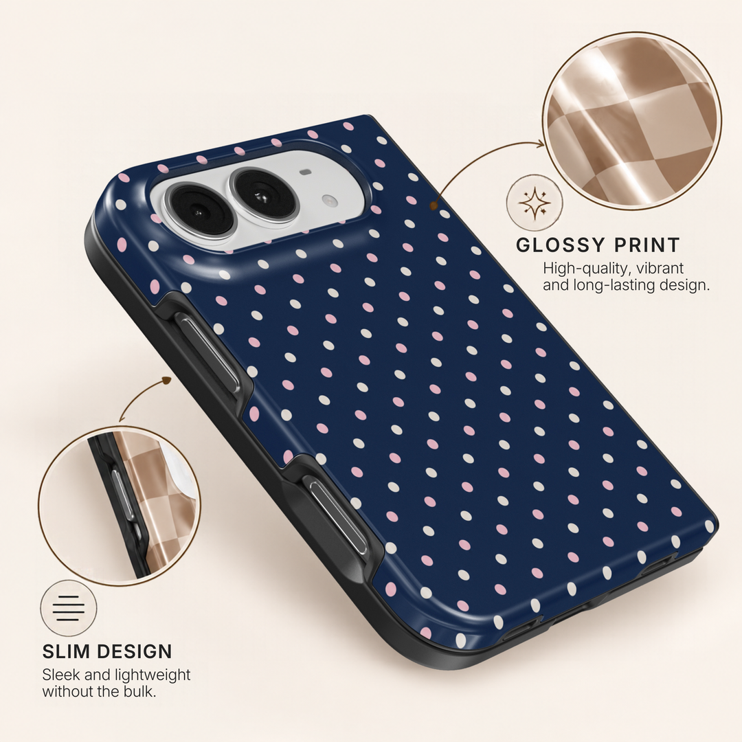 Navy Polka – iPhone Duo Case