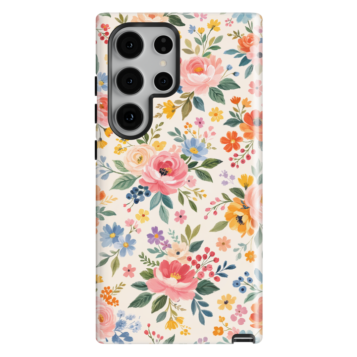 Colorful floral Samsung Galaxy S26 case with pastel wildflower garden aesthetic protective tough case for Samsung Galaxy S26 Ultra, Galaxy S26 Plus, Galaxy S25 Ultra, Galaxy S25 Plus cute floral phone cover