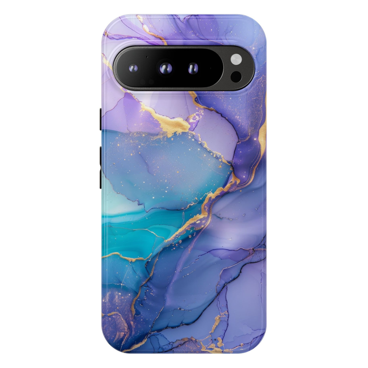 Emerald marble Google Pixel 10 Pro case with teal and purple abstract marble design protective tough case compatible with Pixel 10 Pro Pixel 9 Pro and Pixel 8 Pro modern aesthetic phone cover.