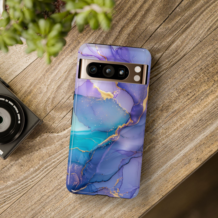 Emerald marble Google Pixel 10 Pro case with teal and purple abstract marble design protective tough case compatible with Pixel 10 Pro Pixel 9 Pro and Pixel 8 Pro modern aesthetic phone cover.