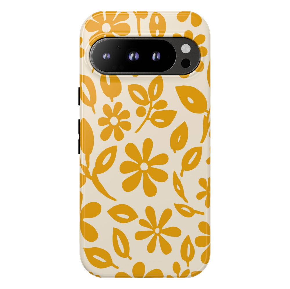 Palm Royale tropical floral Google Pixel 10 Pro protective phone case featuring vibrant botanical artwork in pink, orange, yellow, and purple.