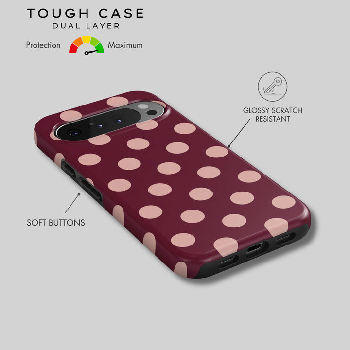 Burgundy Blush Polka