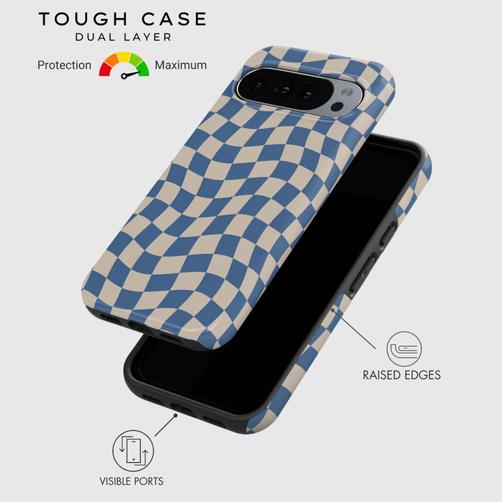 Wavy Blue Checkered