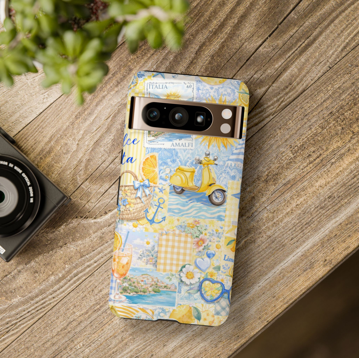 Retro aesthetic Google Pixel 10 Pro case with colorful vintage collage design featuring rainbows tulips lemons butterflies and retro icons protective tough case compatible with Pixel 10 Pro Pixel 9 Pro and Pixel 8 Pro cute pastel phone cover.