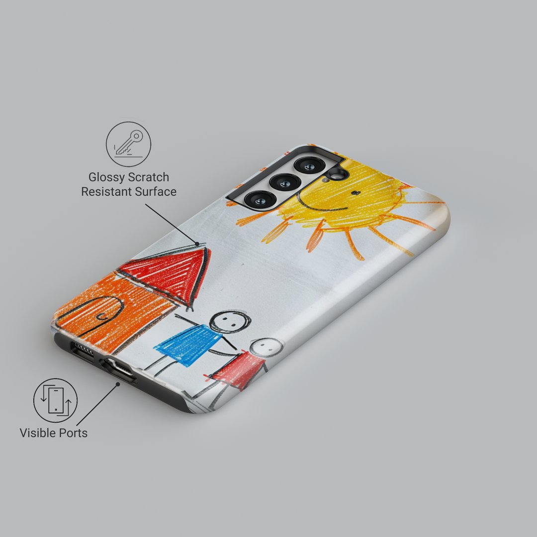 Custom phone case featuring your child's artwork. Preserve their creativity by turning their drawings into a high-quality, durable phone case. A unique and personal keepsake gift for parents and loved ones.