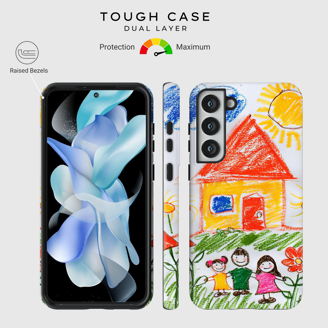 Custom phone case featuring your child's artwork. Preserve their creativity by turning their drawings into a high-quality, durable phone case. A unique and personal keepsake gift for parents and loved ones.