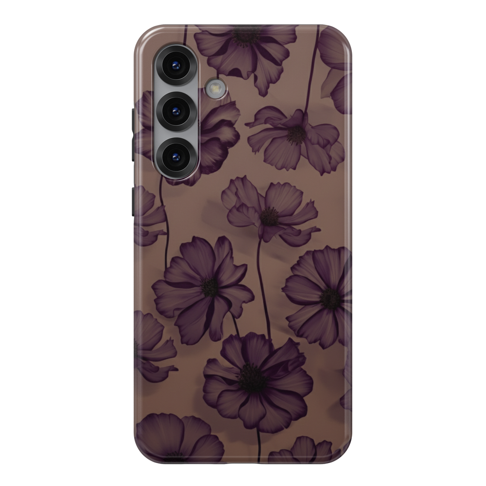 Purple Floral Phone Case for iPhone & Samsung – Transparent Violet Flower Cover, Chic Botanical Design, Protective Aesthetic Phone Case for Women