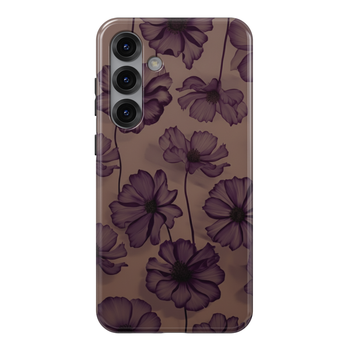 Purple Floral Phone Case for iPhone & Samsung – Transparent Violet Flower Cover, Chic Botanical Design, Protective Aesthetic Phone Case for Women
